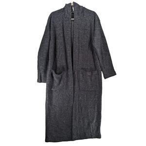Sanctuary Open Front Long Cardigan M Black Hooded Long‎ Sleeves Pockets Layering
